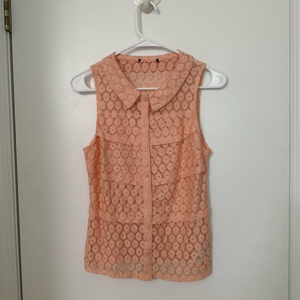 Peach Lace Sleeveless Top